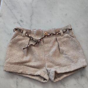 Zara Neutral Twill Shorts with Braided Belt